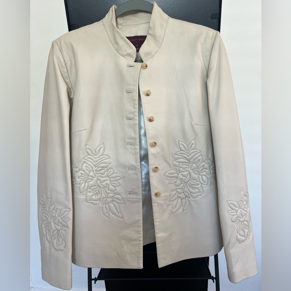 Margaret Godfrey Women’s 100% Genuine Leather Embroidered Floral VINTAGE Jacket - Picture 2 of 10